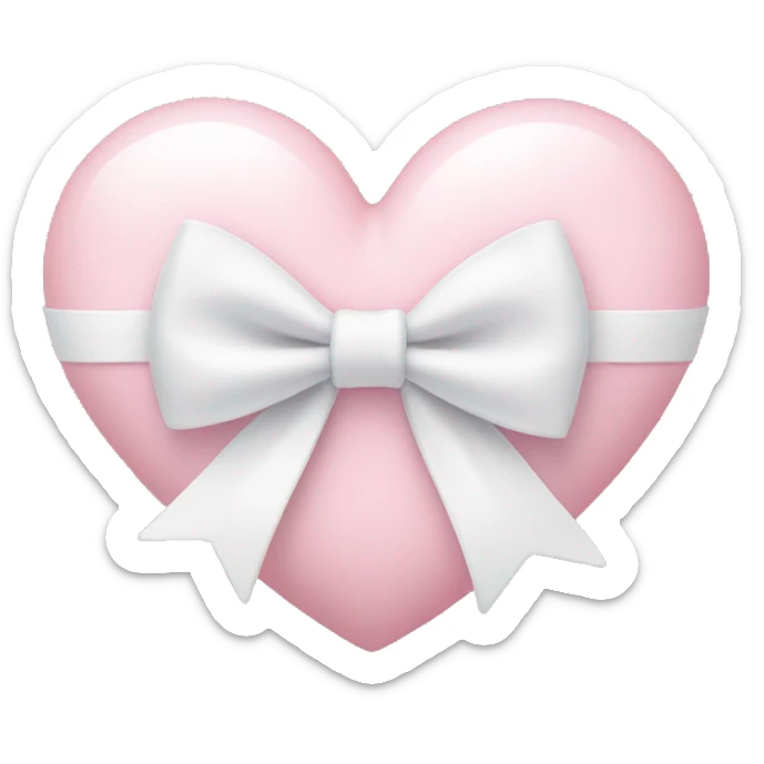 Pastel pink heart with white bow sticker
