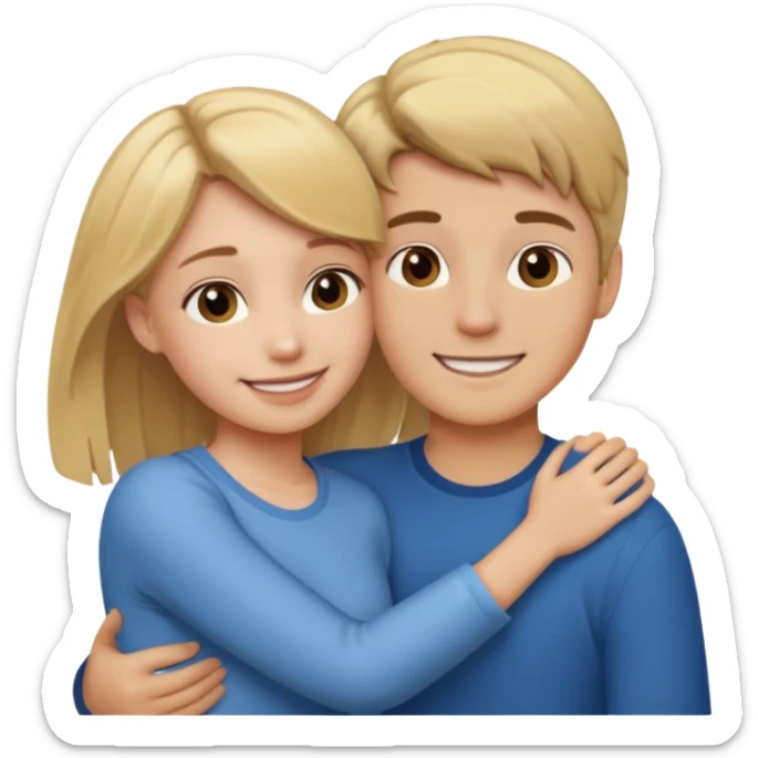 Amour à distance fille blonde et garçon châtain tous les deux clair de peau  sticker