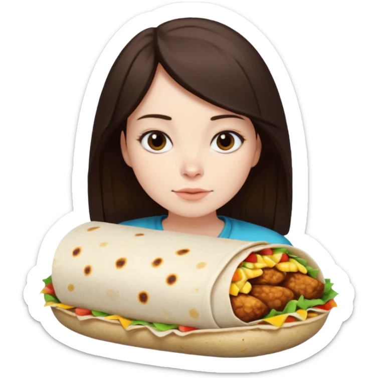 Girl with DARKBROWN  hair "resting chicken burrito face" sticker