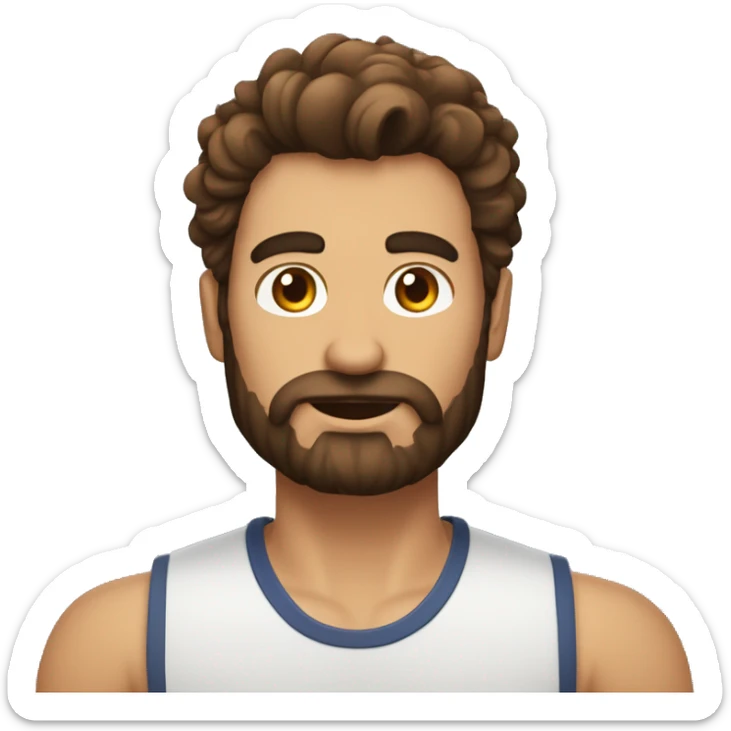 Une homme barbue avec les cheveux court brun qui fait chut avec le doigt sticker