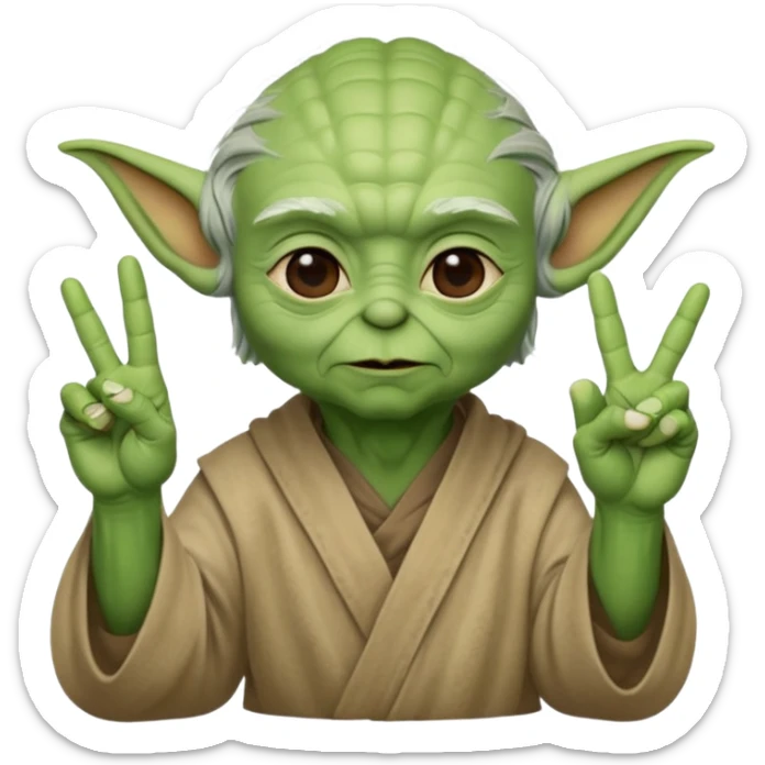 yoda qui fait le signe petit des doigts sticker