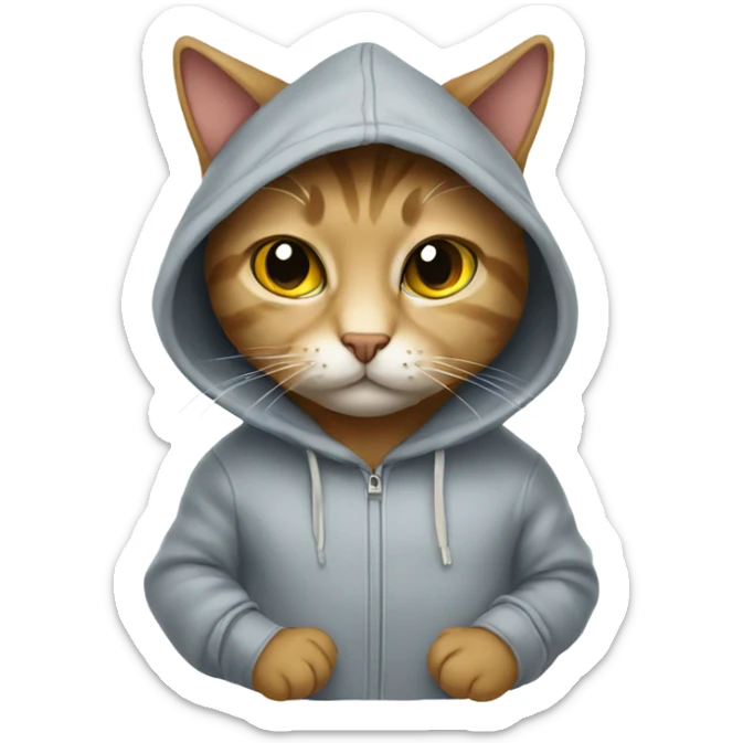 Cat wearing hoodie sticker