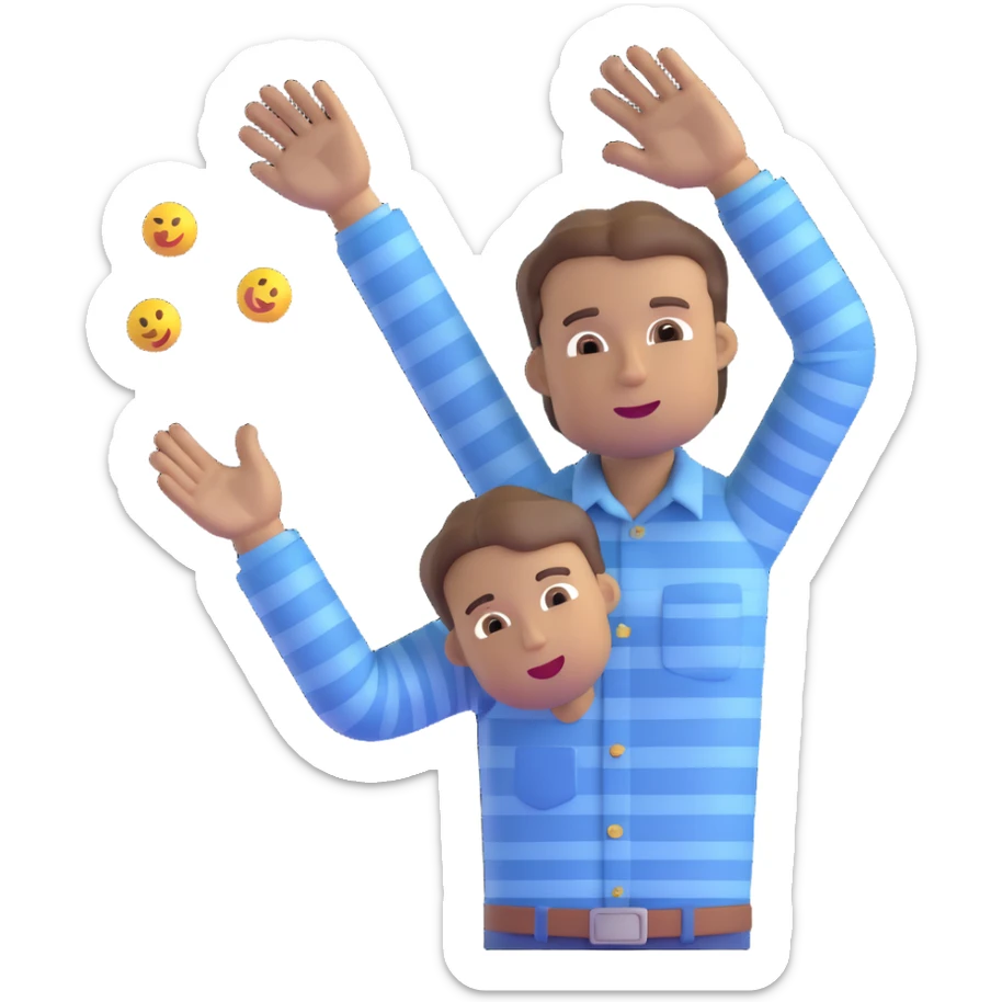 male teacher with brown hair, wearing blue jeans and a striped buttondown shirt, throwing up, 3D emoji style sticker