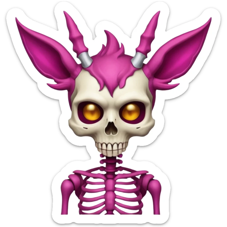 Magenta Skinny skeletal Skeleton-Flareon-fairy with a skull mask sticker