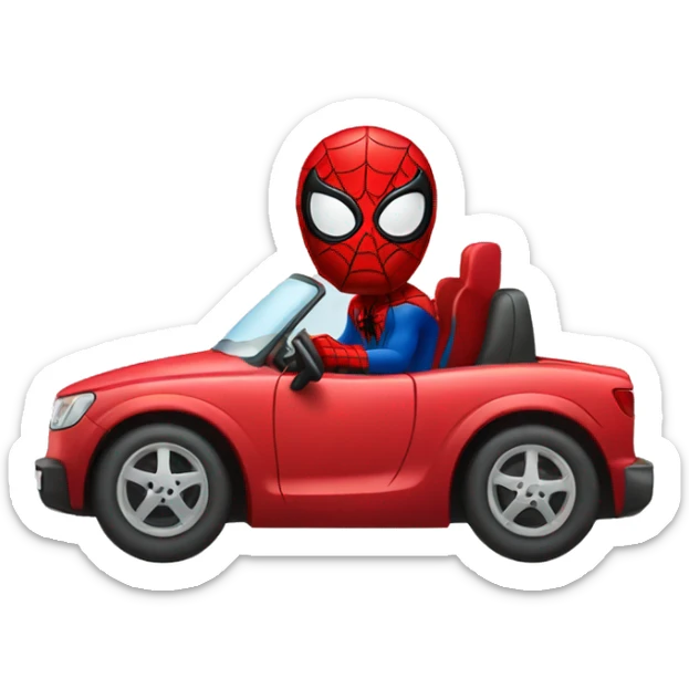 Spiderman driving car sticker