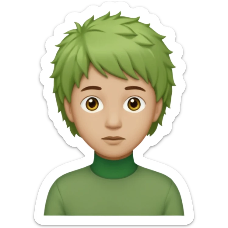 The Tree of Wisdom of The Wiggles with light skin, brown eyes, green leaves wig and, green skivvy shirt, light brown pants sticker