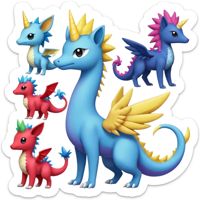 Plagg-Tikki-Spike-Trixie-Celestia-Luna-Fakémon-Pokémon-animal-hybrid-fusion (full body) sticker