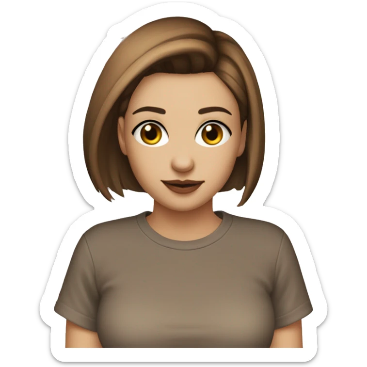 girl with Emma Mayers haircut but in brown and round gases and aesthetic t shirt sticker