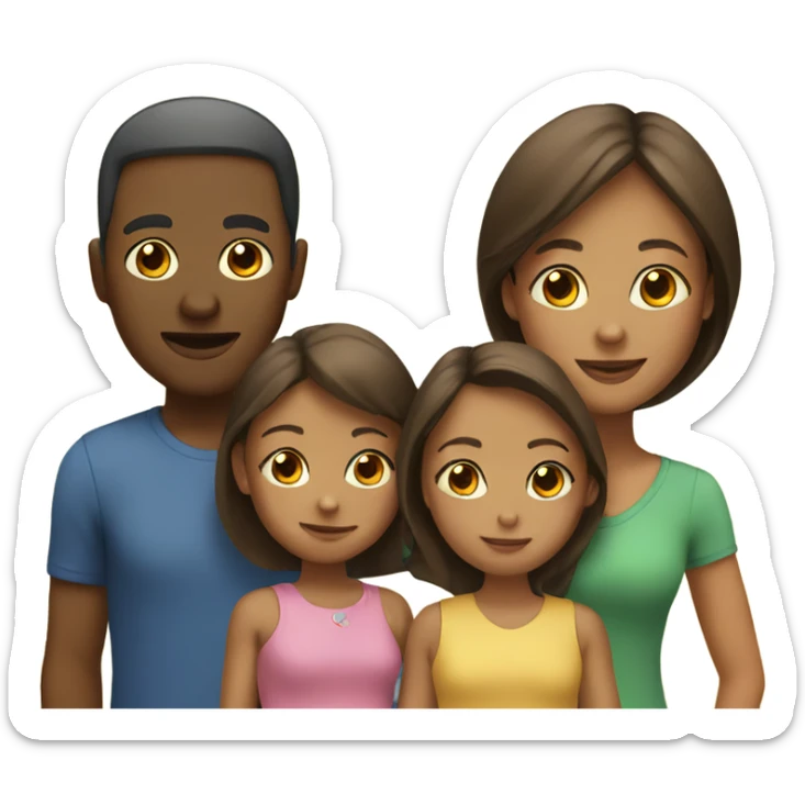 Family with three girls sticker
