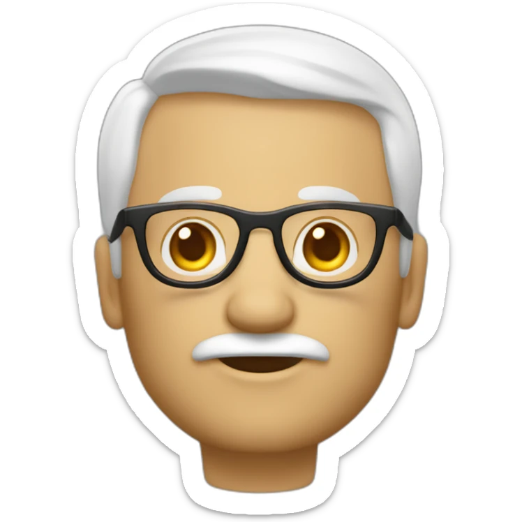 Viel homme mi-chauve cheveux courts blancs, avec lunettes rondes sticker