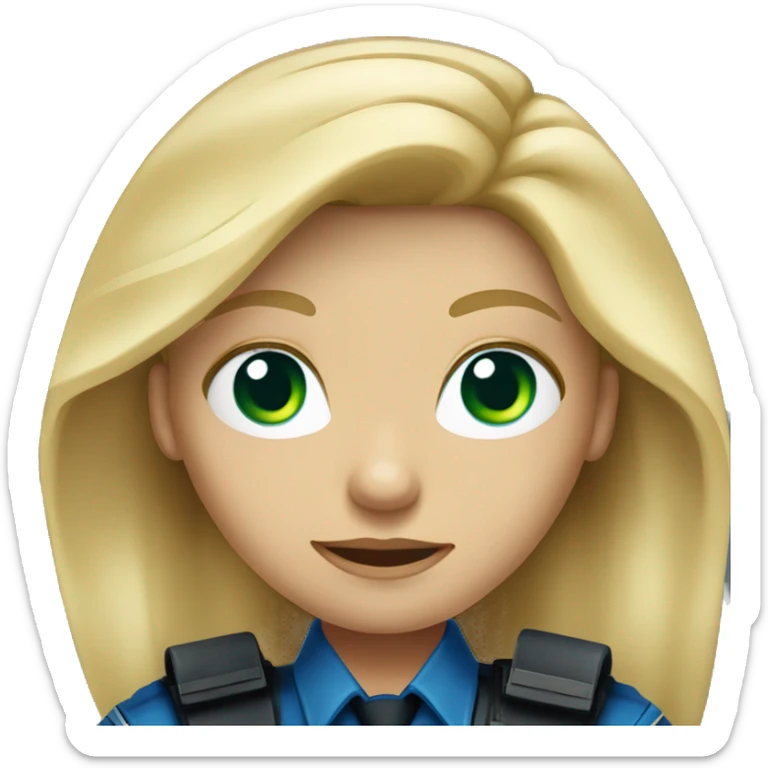 blond long haired girl with green blue eyes as a criminal police officer sticker