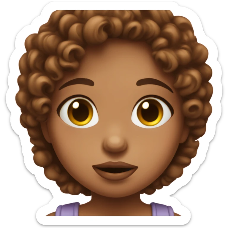 Girl mit brown curly hair that is blowing a babypink kiss sticker