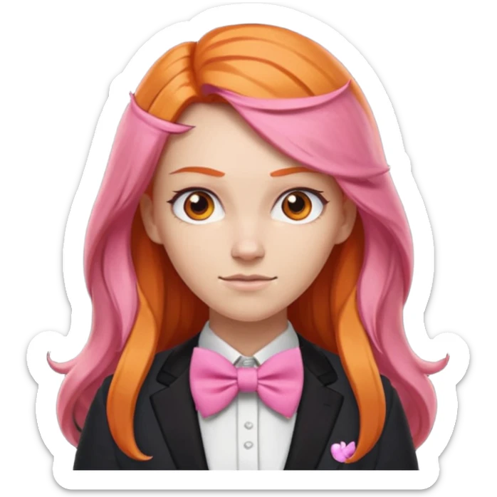In A Clash Of Clans Aesthetic long orange hair woman with pink bowtie sticker