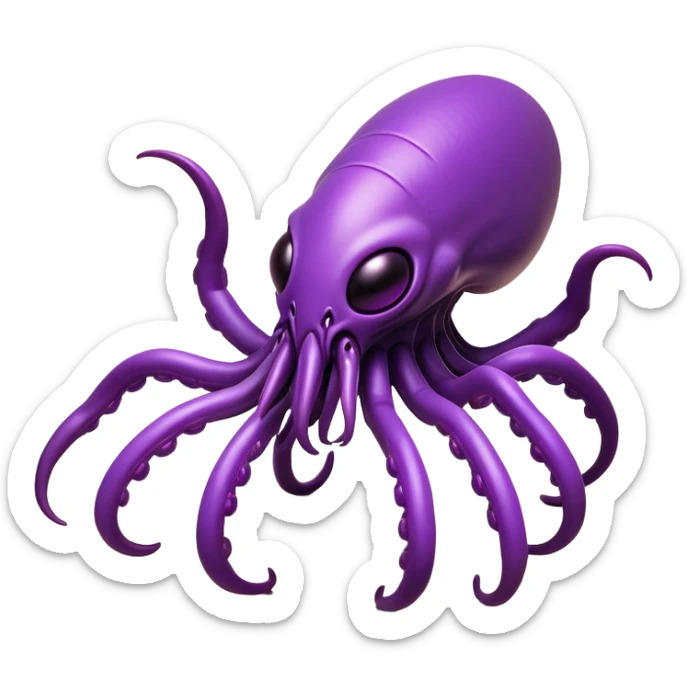 Clash of Clans aesthetic: Cinematic fierce Zerg Alien Emoji, rendered in a 3D vector-style similar to standard emojis with minimal shading and bold, simplified shapes. A compact, isometric, otherworldly creature with insectoid, organic details and subtle, eerie tentacles, softly glowing with a sinister alien charm. Simplified yet unmistakably iconic, highly detailed and consistent, glowing with a soft, spectral radiance and high shine. Stylized with a touch of bio-engineered mischief and a soft glowing outline, capturing the essence of a fearsome extraterrestrial menace with a playful twist! sticker