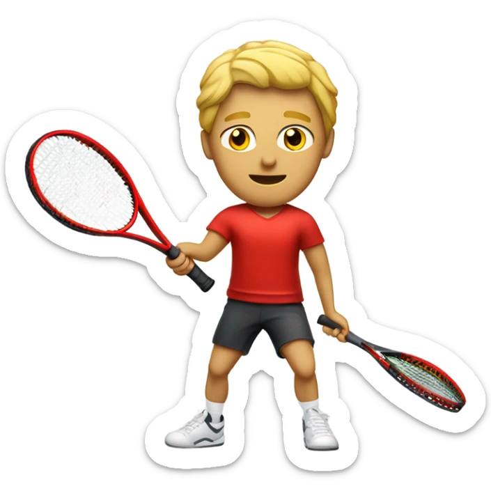 joueur de tennis blond (homme) qui tiens une raquette de tennis rouge sticker