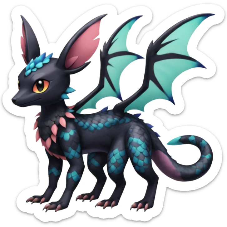 Shiny Salandit-Umbreon-Trico-Noivern-Noibat-Hybrid (Full body) sticker