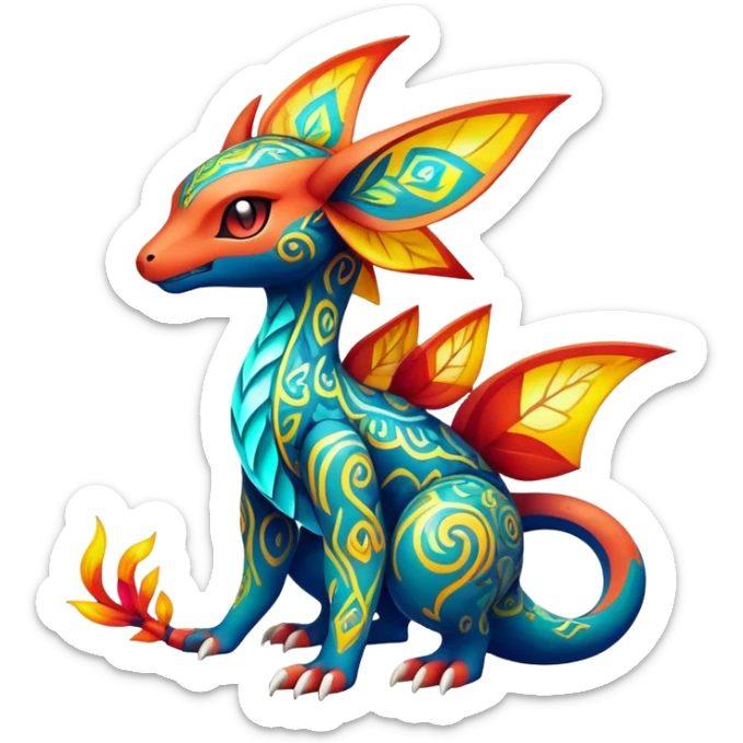 Elemental magical colorful exotic Pokémon-Fakémon-creature sticker