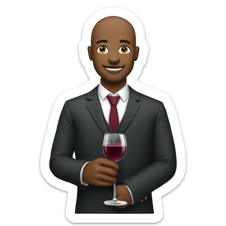 Sommelier holding glass of wine on stem, and with lighter skin colour. sticker