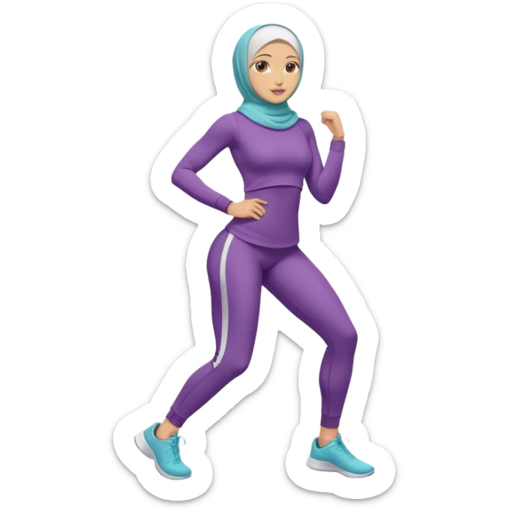 High resolution full body of a girl wearing a hijab and is a fitness trainer sticker