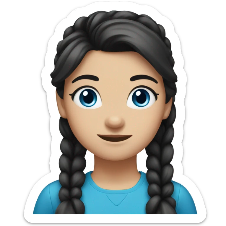 italian girl with black hair in a ponytail blue eyes sticker