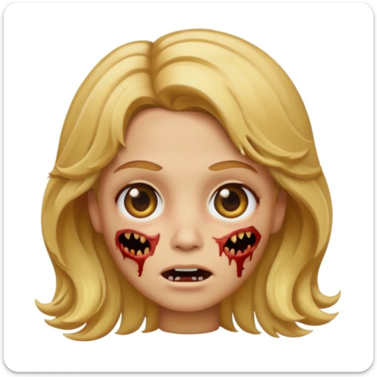 icon memoji, zombie skin ,  Wavy hair,  Golden blonde, eyes brown sticker