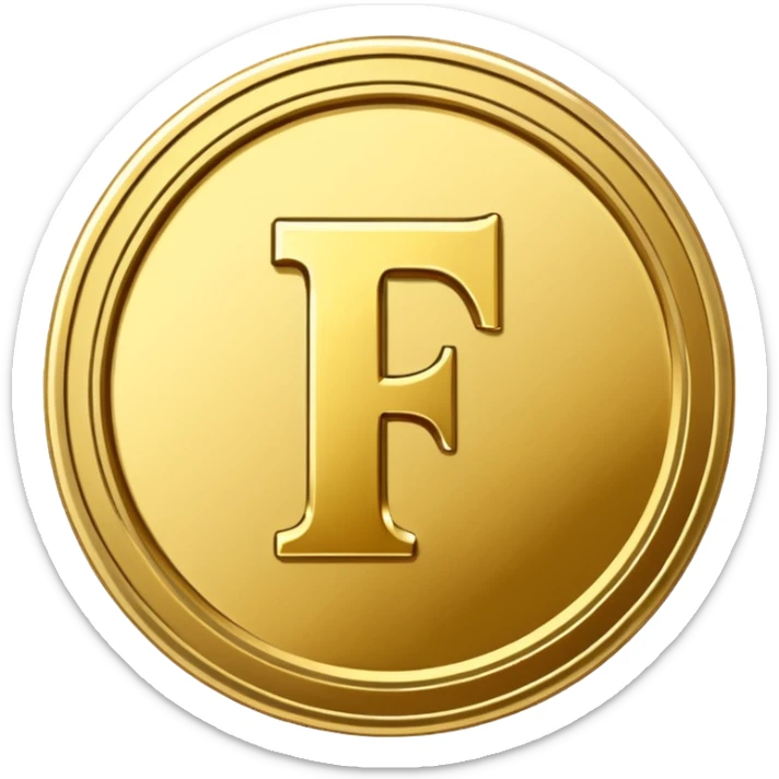 Currency crypto money symbol for the money "Fcoins" letter F, casino coin sticker