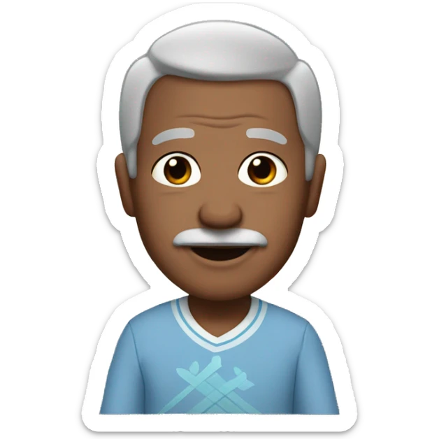 grandfather with black hair on top and grey hair on sides holding a baby and skiing sticker