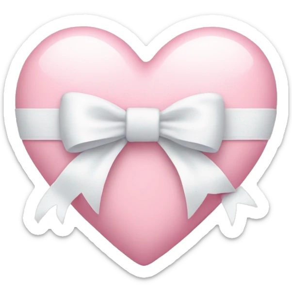 Pastel pink heart with white bow sticker