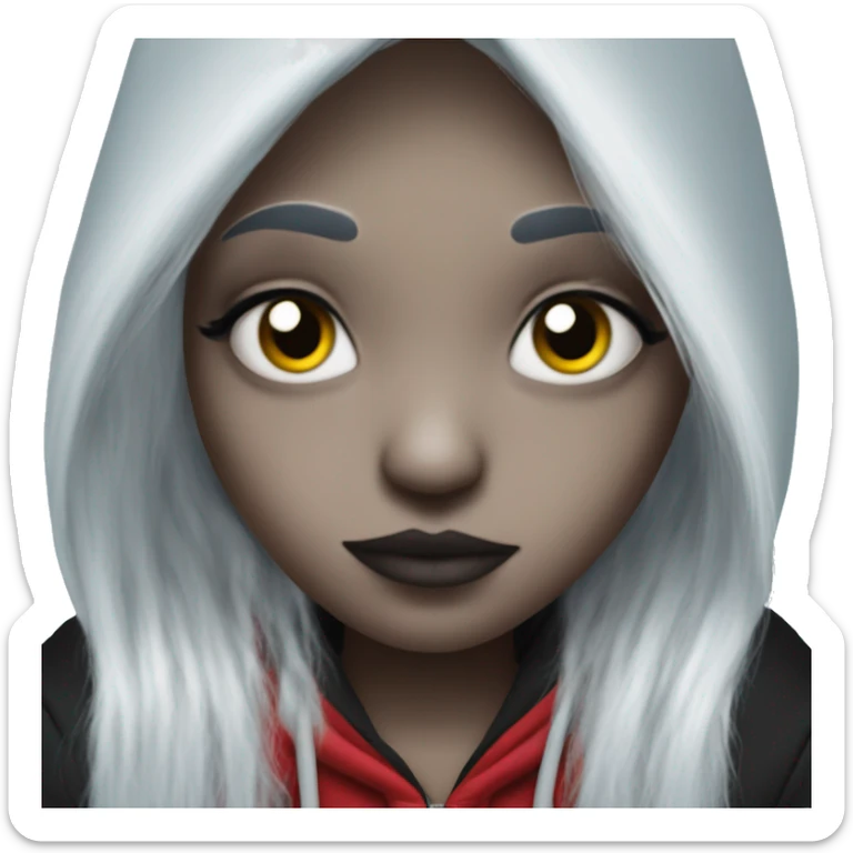 Alternative Emo, Alice In Wonderland, Goth, Style Of Pixar, Silver Hair, Wearing Hoodie, Nose Piercing sticker