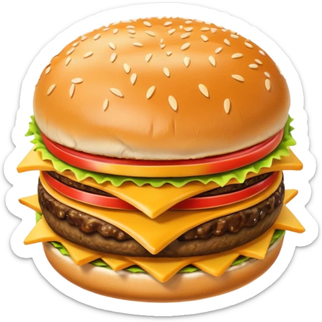 i want a Cheeseburger and Fries with a angle to 15–20° gentle bird’s-eye angle sticker