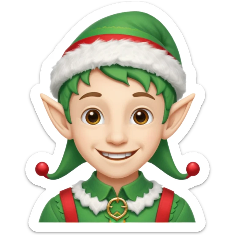 duende navideño con una sonrisa amplia y brackets en los dientes motivo odontologo sticker