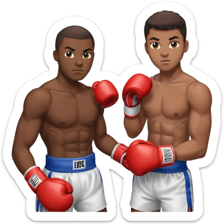 19-year-old Black male boxer in boxing stance, athletic build, boxing gloves sticker