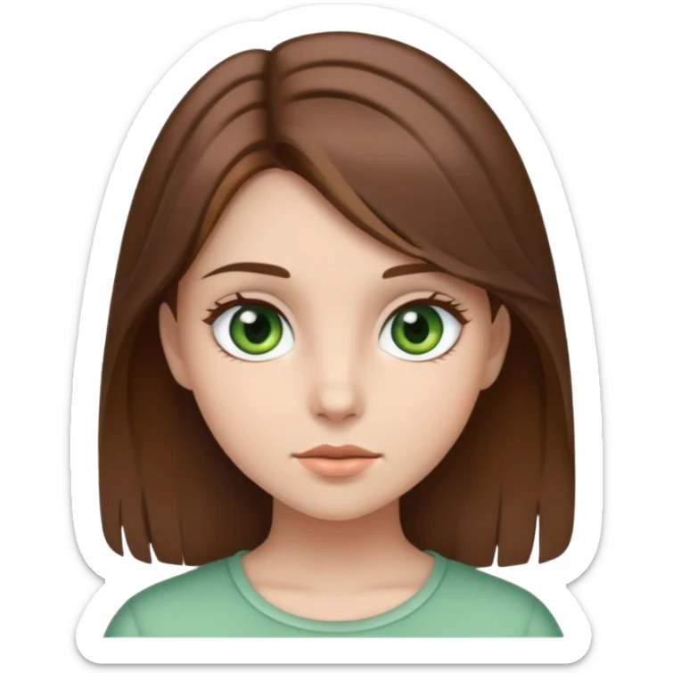 chica con pelo café, tez blanca, y ojos entre verdes y grises  sticker