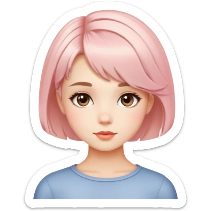 Gorgeous short french haircut Amelie Beautiful Blushing Petite Girl with beautiful hair aesthetic sticker