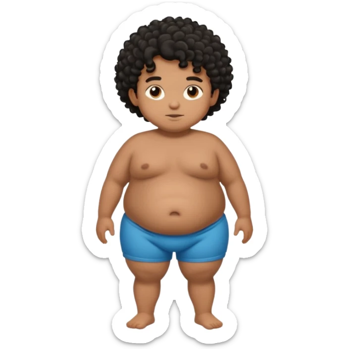 fat person emoji but make him brown skin and curly black hair make it a whole body image and the person is a boy who’s fat even fatter than this add belly rolls sticker
