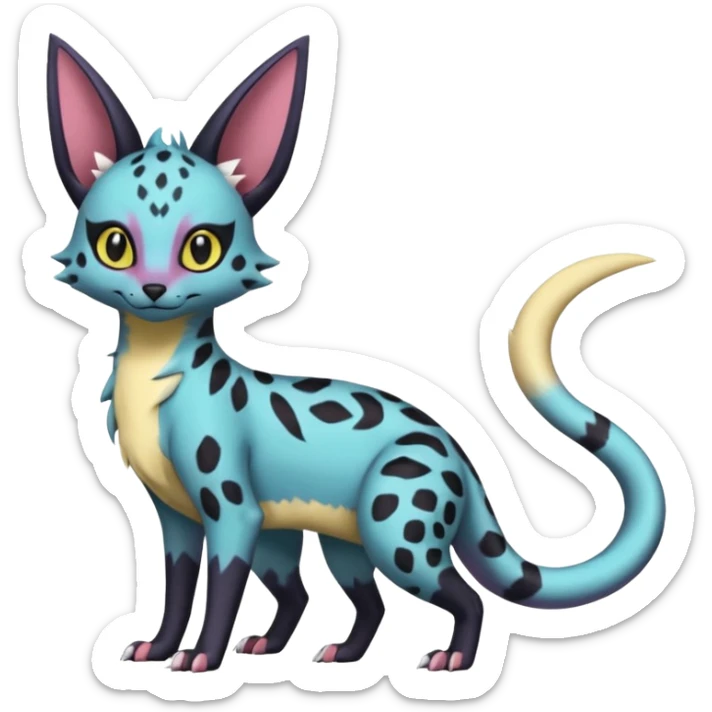 Pastel Salandit-Umbreon-Genet-Noivern-Noibat-Serval-Hybrid (Full body) sticker