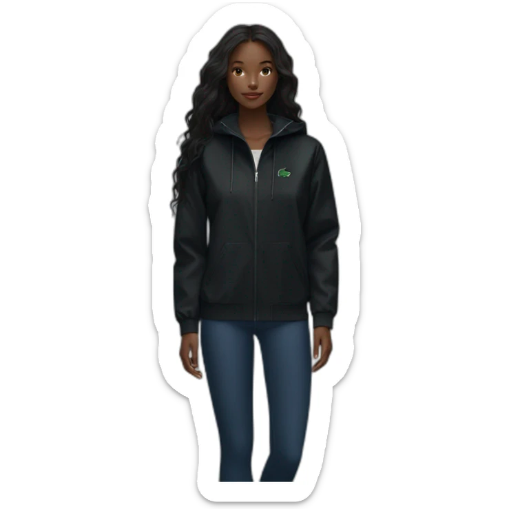 Lacoste bag Black girl with long hair with black lacoste windbreaker sticker