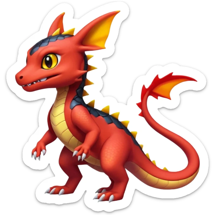 Cute Exotic Colorful Guilmon-Salandit-Umbreon-Charmeleon-Fakémon-hybrid-creature (full body)  sticker