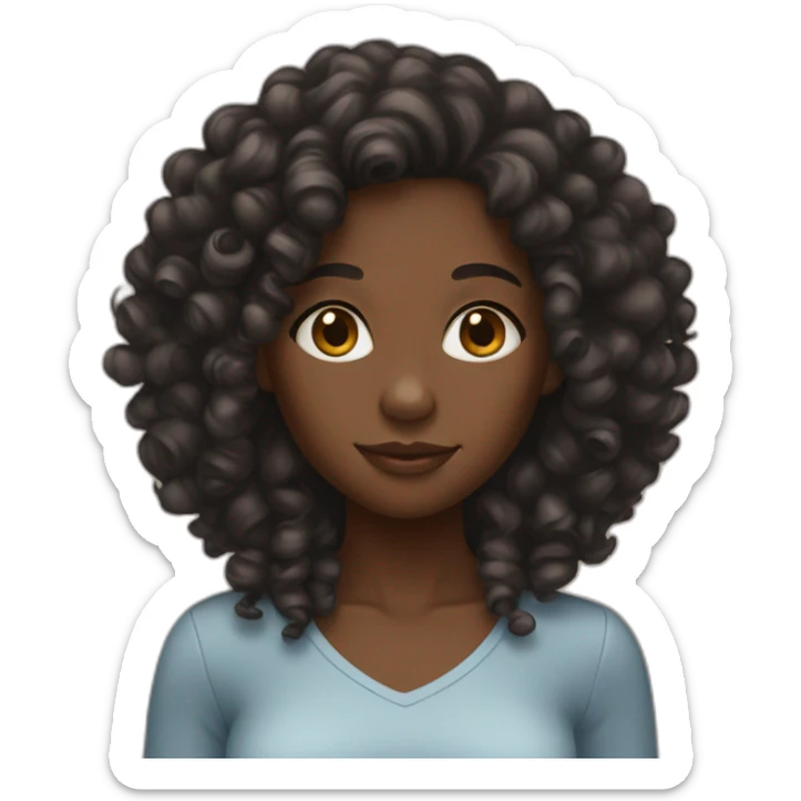 Black girl with long curly hair sticker