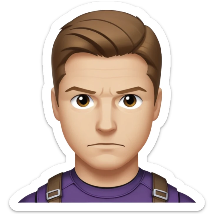 hawkeye clint barton portrait marvel, brown hair from captain america: civil war sticker