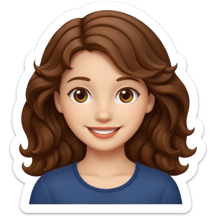 A girl with fair skin and wavy brown hair. sticker