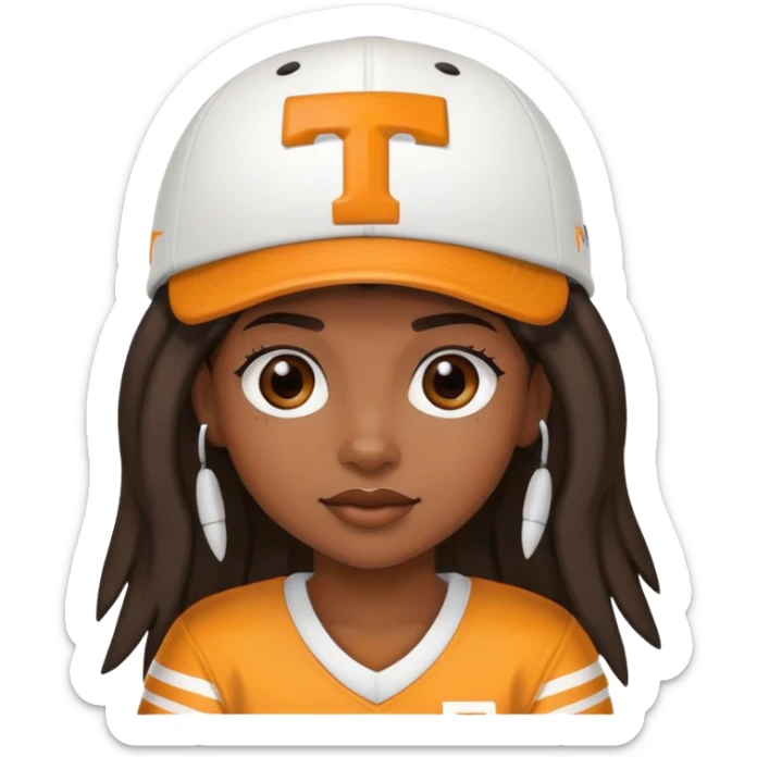 Black girl with mullet and a Tennessee football hat sticker