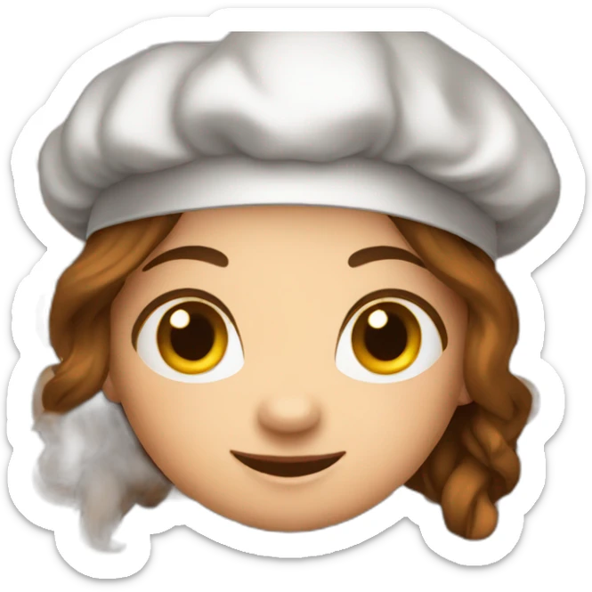 Brown hair chef girl with knifes tatto sticker