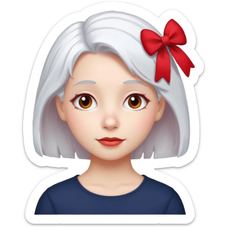  girl with white\ hair and red color hairclip sticker