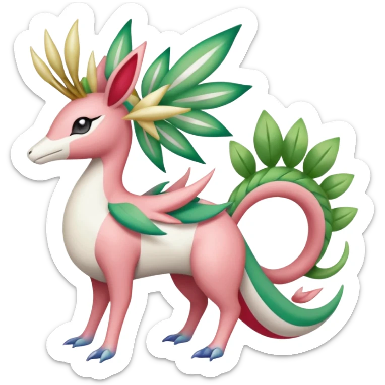Shaymin-Meloetta-Cresselia-Milotic-Amaura-Pokémon-Fakémon-fusion, full body sticker