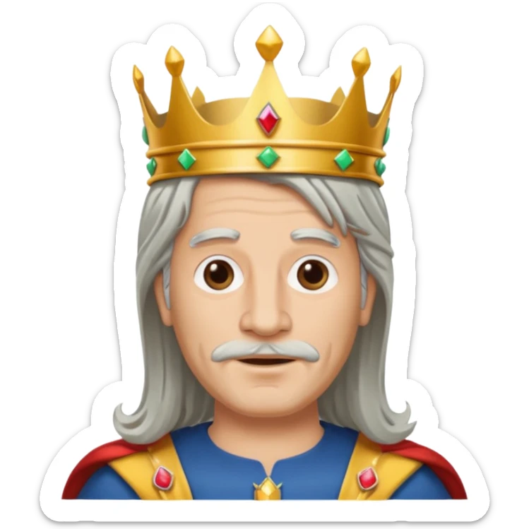 Burger King Crown guy with long grey hair and no facial hair sticker