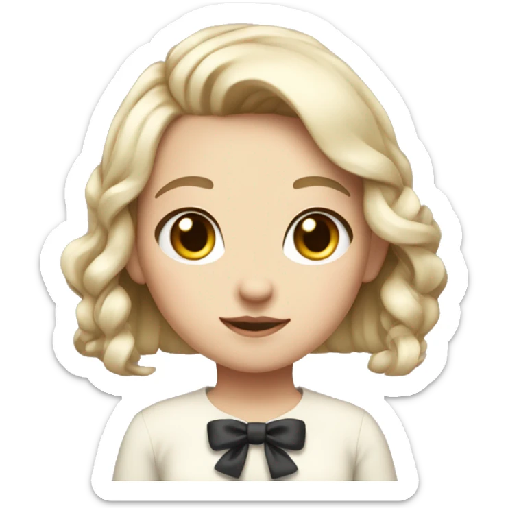 A Girl With a cute hair, a soft white skin a Bow , and aesthetic clothes sticker
