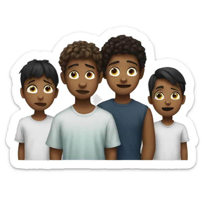 3 teenage boys and one teenage girl crying sticker