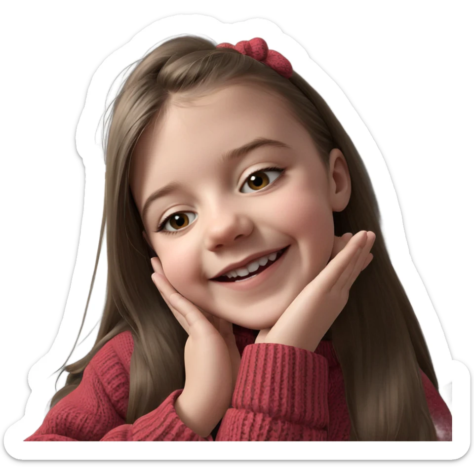 smiling girl in cozy sweater sticker