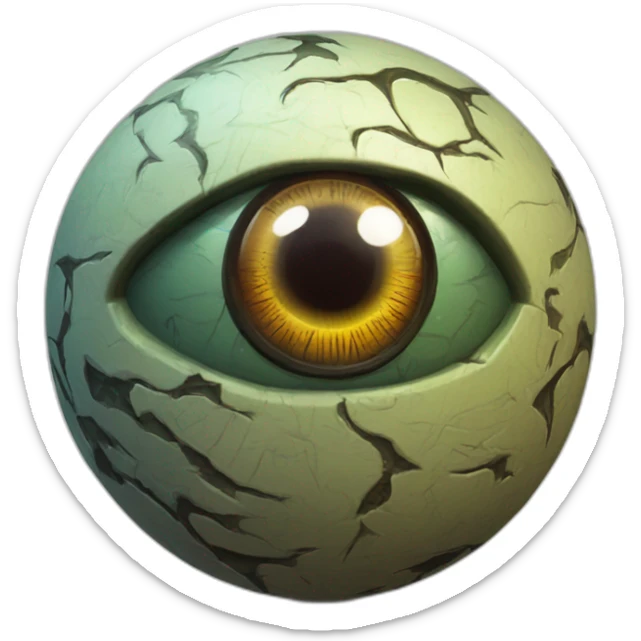3d sphere with a cartoon Zombie skin texture with Eye of Horus sticker
